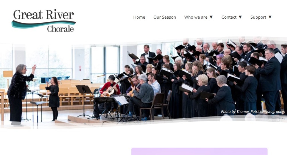 Screenshot of Great River Chorale website